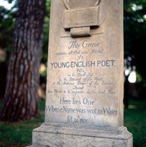 John Keats grave stone in Rome Italy